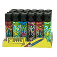 Clipper Electronic Jet Flame Lighter - Cannabis Leaves Design