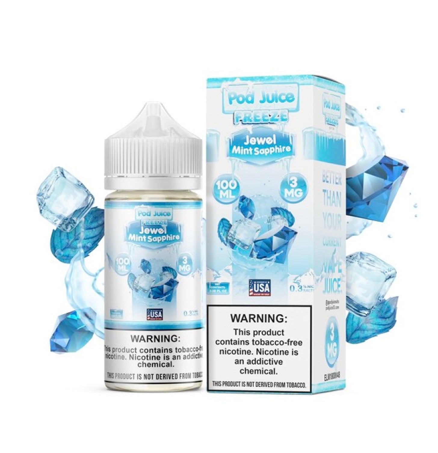 POD Juice E-Liquid nicotine - Jewel Mint Sapphire Freeze - 3mg or 6mg POD Juice E-Liquid nicotine - Jewel Mint Sapphire Freeze - 3mg or 6mg