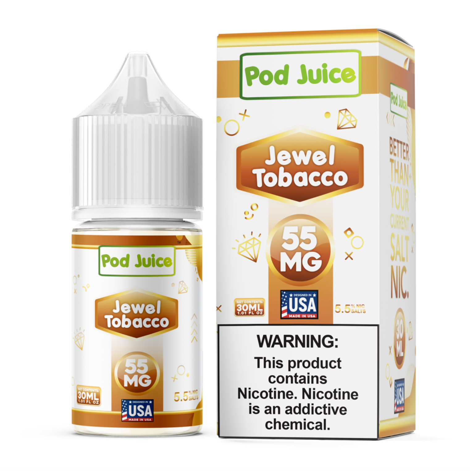Pod Juice Jewel Tobacco Salts 30ml 55mg | Nic Salt Vape