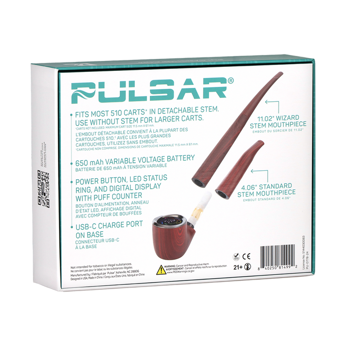 Pulsar Wizard Pipe 510 Cartridge Vape 650mAh Variable Voltage Battery Pulsar Wizard Pipe 510 Cartridge Vape 650mAh Variable Voltage Battery